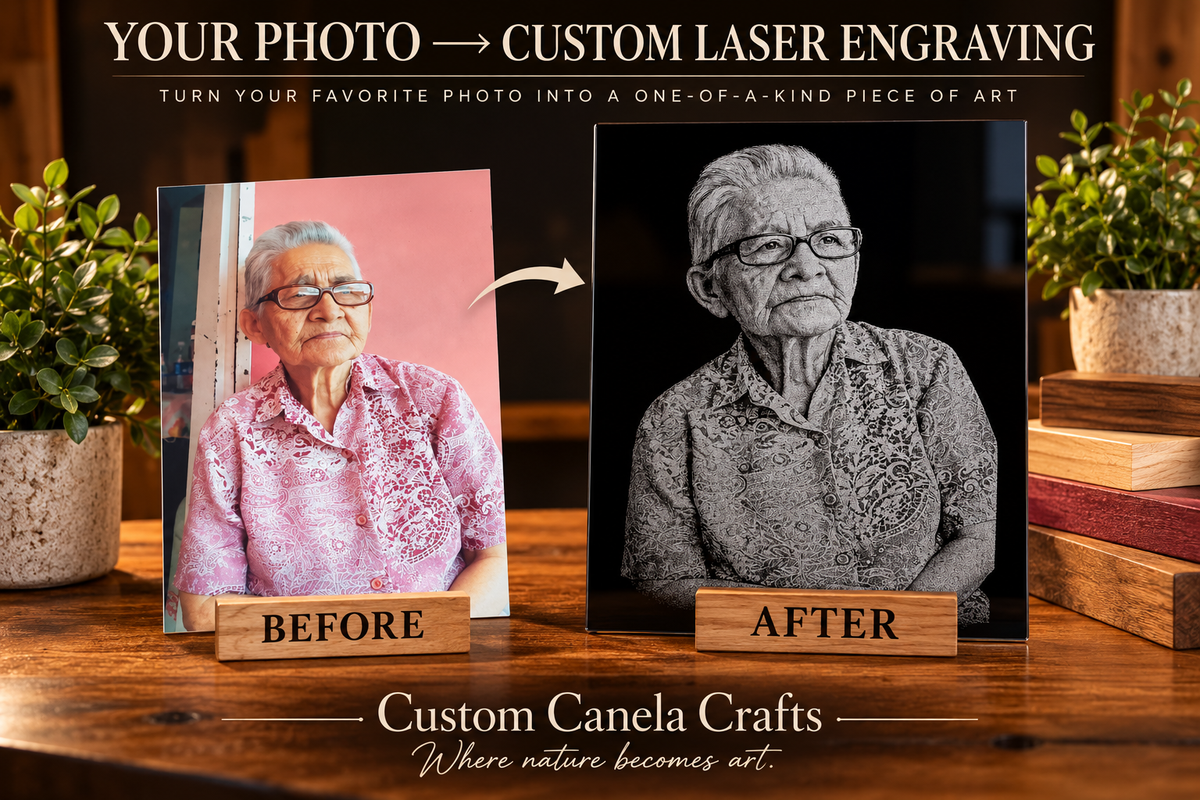 Custom Photo Engraving on Black Acrylic – Personalized Portrait