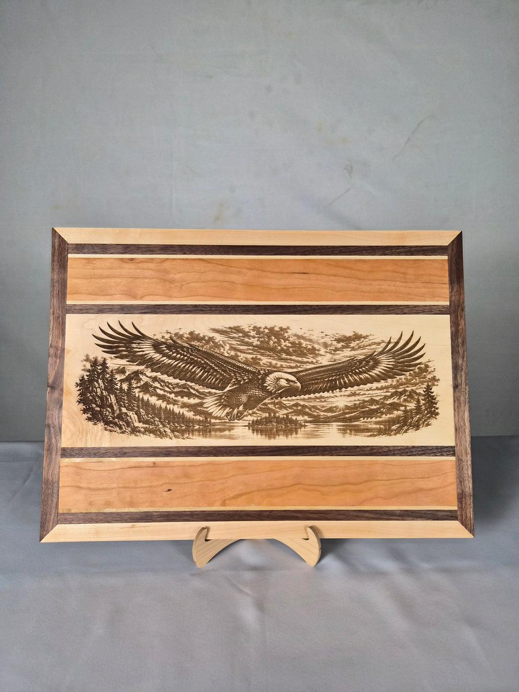 Handmade Bald Eagle Hardwood Wall Art – Walnut, Maple & Cherry
