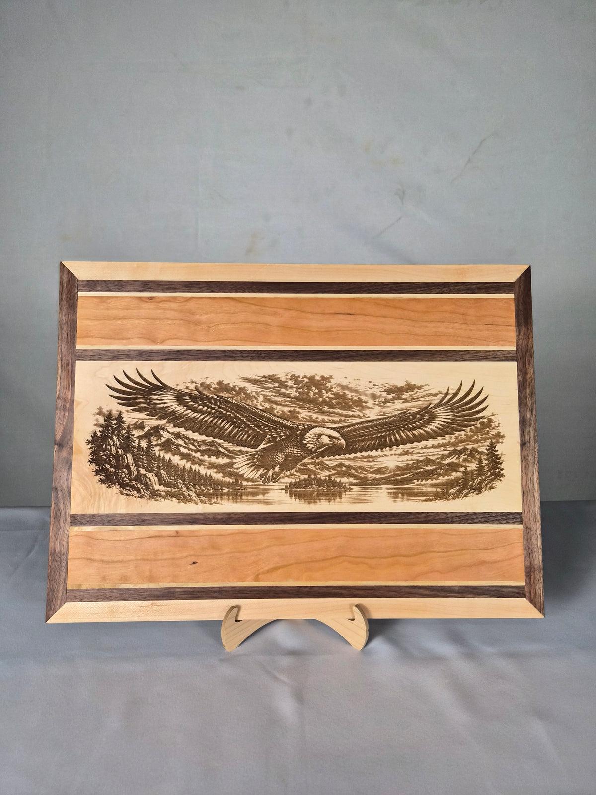 Handmade Bald Eagle Hardwood Wall Art – Walnut, Maple & Cherry