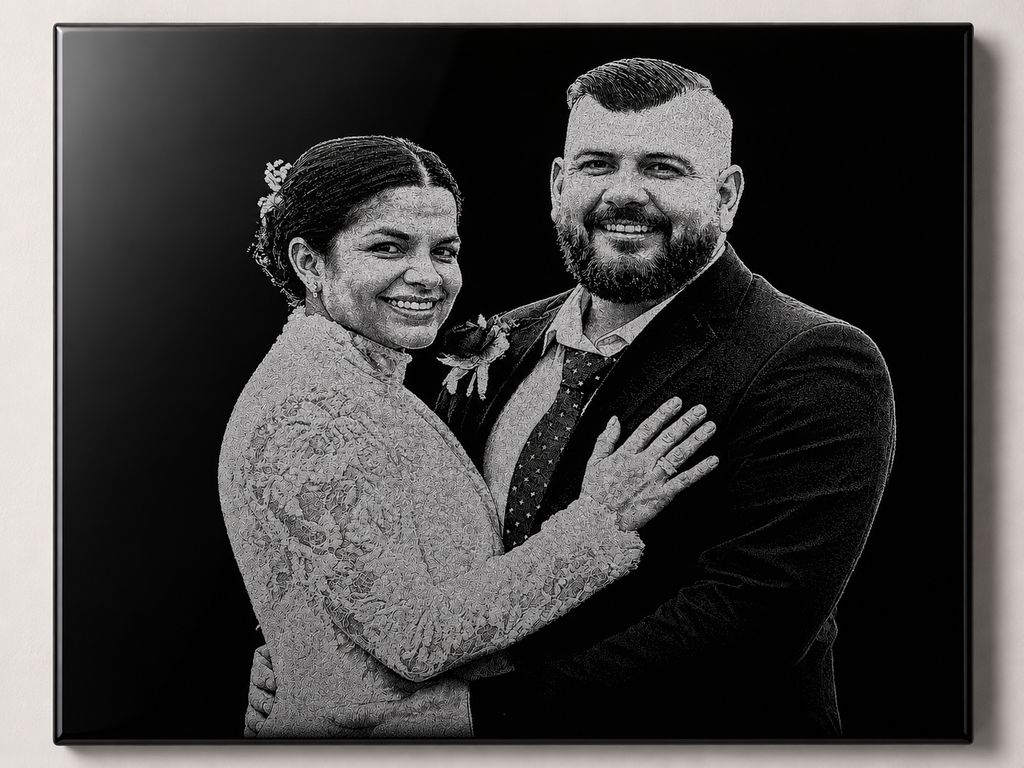 Custom Heirloom Portrait – Laser Engraved Photo & Handcrafted Hardwood Frame