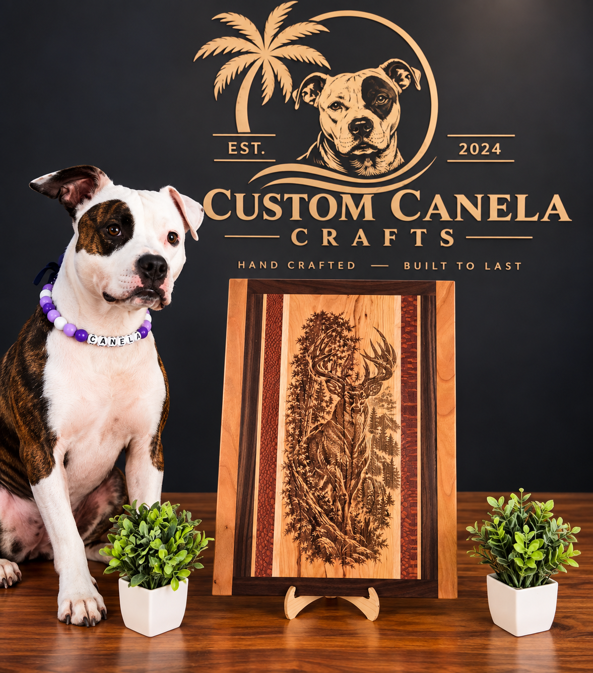 Handmade Hardwood Deer Wall Art – Laser Engraved Whitetail Buck – Cherry, Maple, Walnut & Leopard Wood – Ready to Ship