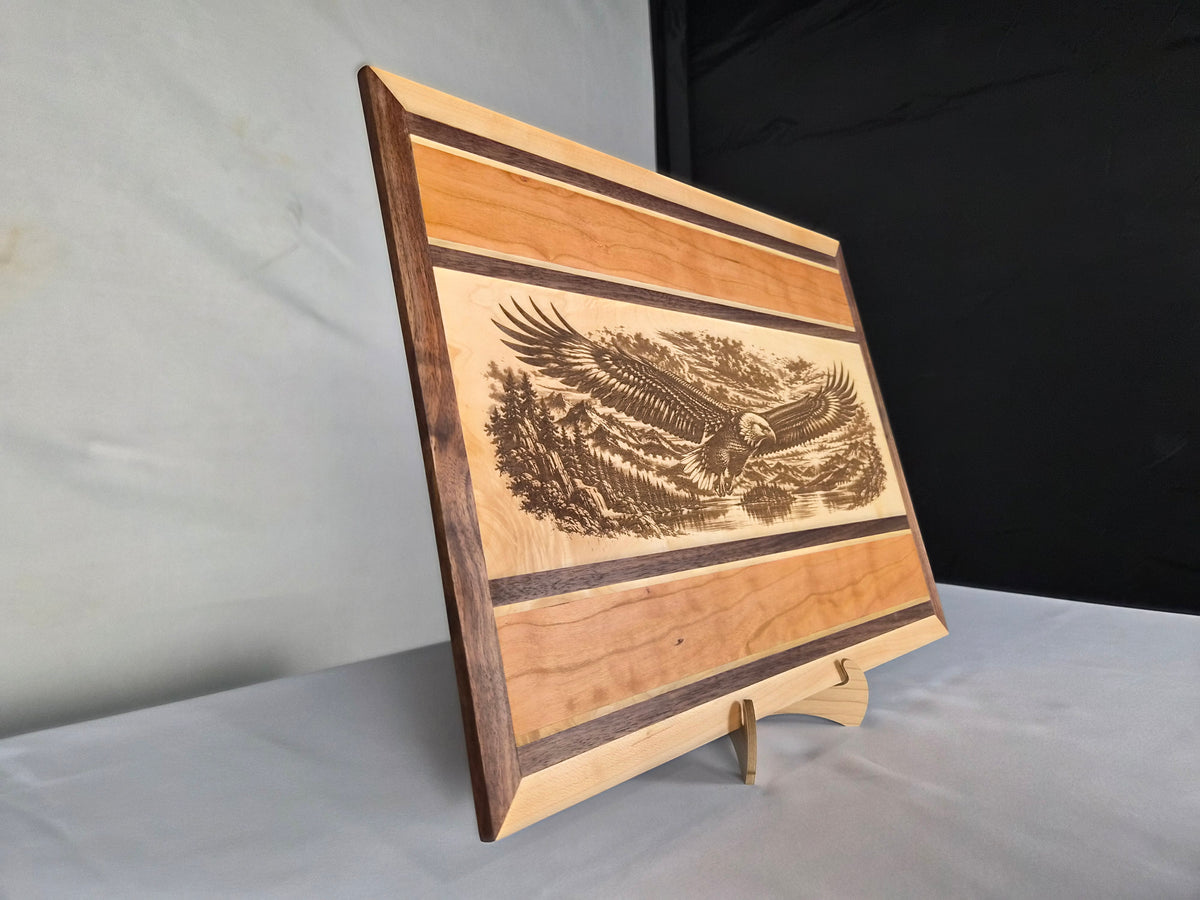 Handmade Bald Eagle Hardwood Wall Art – Walnut, Maple & Cherry