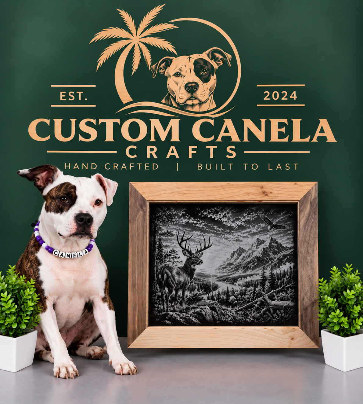 Custom Hunting & Wildlife Portrait – Laser Engraved Photo & Hardwood Frame