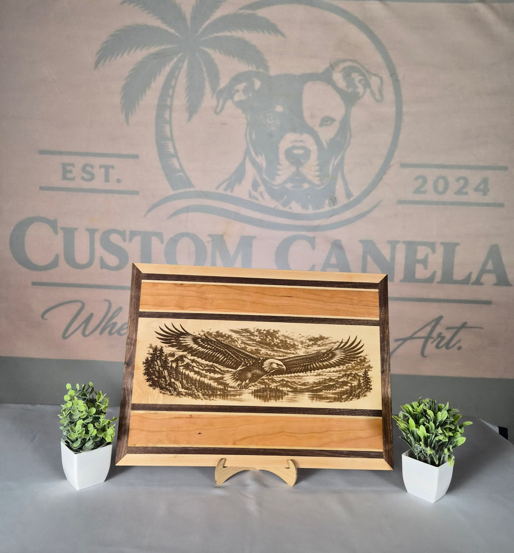 Handmade Bald Eagle Hardwood Wall Art – Walnut, Maple & Cherry