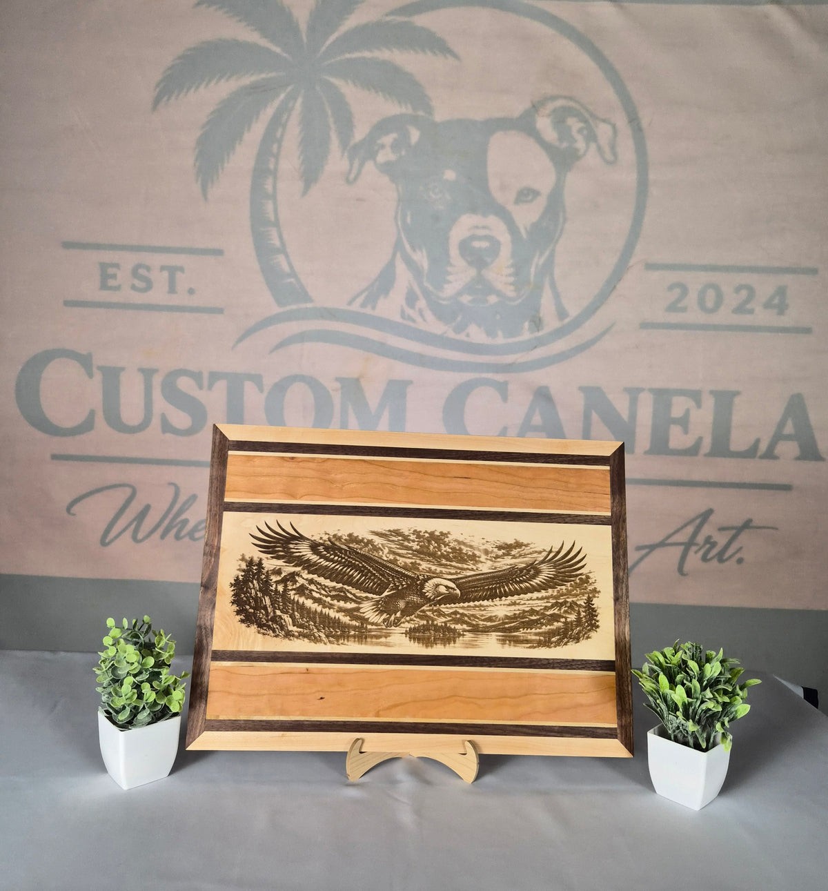 Handmade Bald Eagle Hardwood Wall Art – Walnut, Maple & Cherry