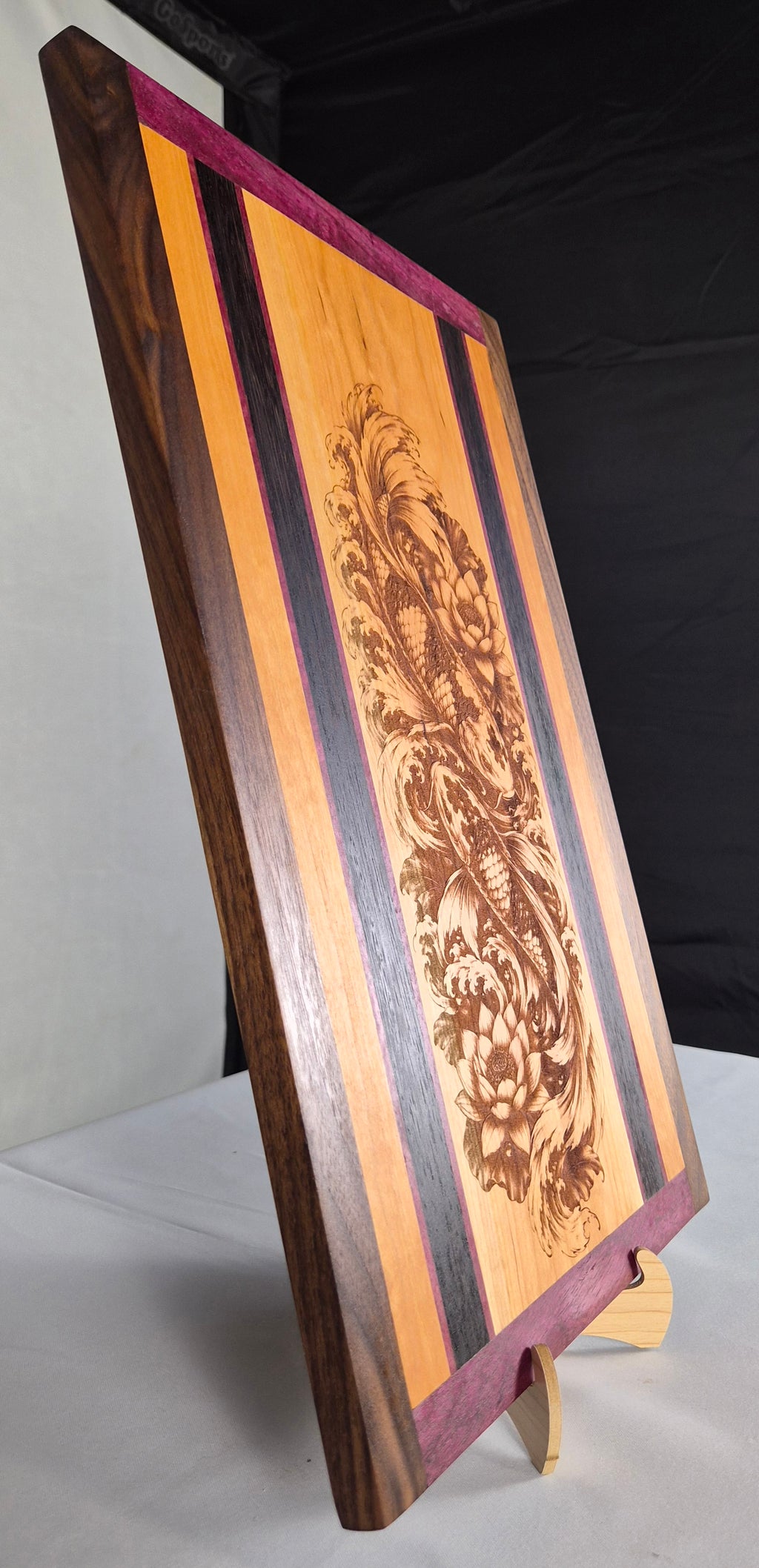 Handcrafted Koi Fish Hardwood Wall Art – Cherry, Purpleheart, Walnut & Wenge