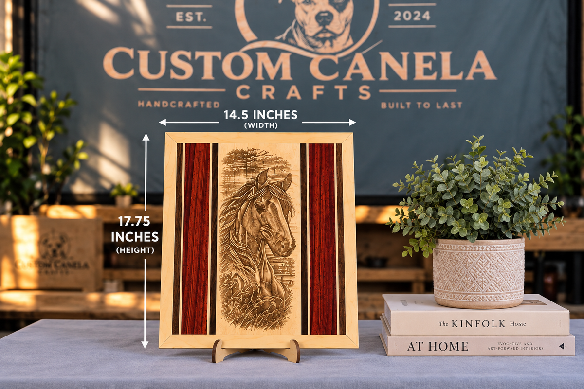 Handcrafted Horse Hardwood Wall Art – Solid Maple, Walnut & Padauk – Ready to Ship