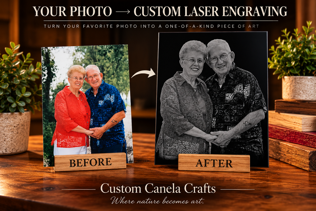 Custom Photo Engraving on Black Acrylic – Personalized Portrait