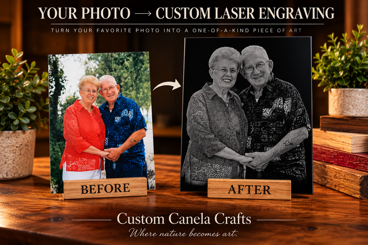 Custom Photo Engraving on Black Acrylic – Personalized Portrait