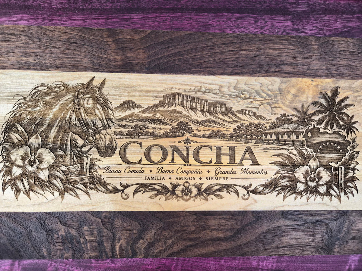 Custom Engraved Hardwood Serving Board – Personalized 14" × 21" Handmade Charcuterie Board