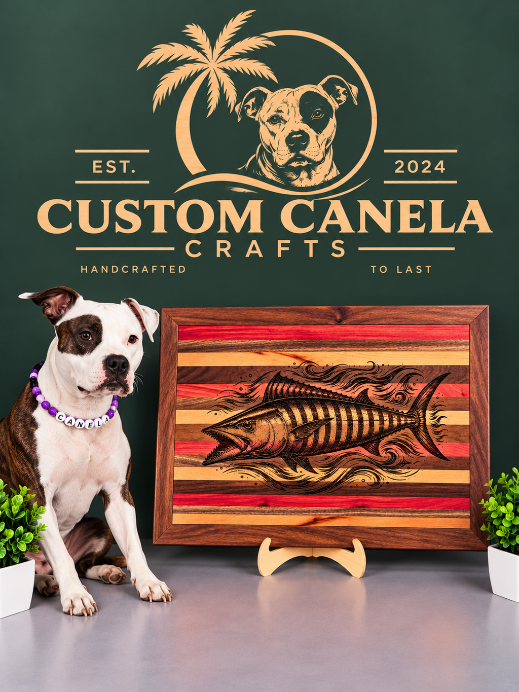 Handmade Wahoo Fish Wall Art – Laser Engraved Hardwood Fishing Decor