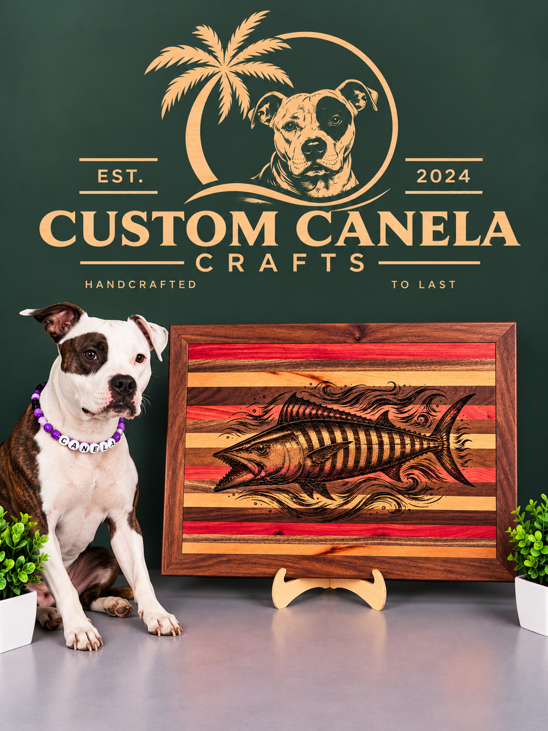 Handmade Wahoo Fish Wall Art – Laser Engraved Hardwood Fishing Decor