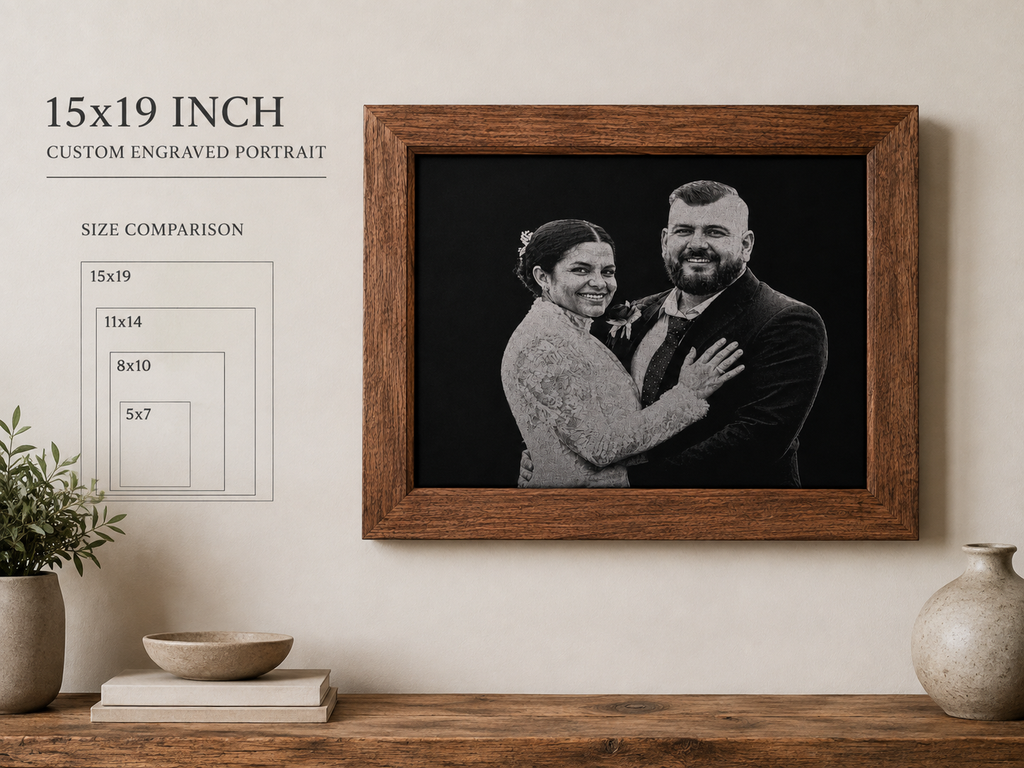 Custom Heirloom Portrait – Laser Engraved Photo & Handcrafted Hardwood Frame