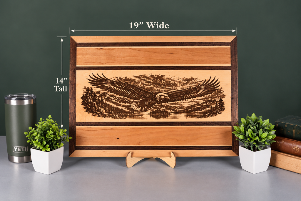 Handmade Bald Eagle Hardwood Wall Art – Walnut, Maple & Cherry