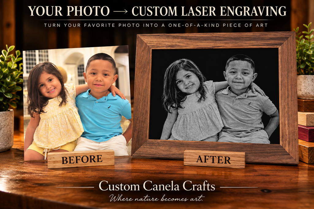 Custom Photo Engraving on Black Acrylic – Personalized Portrait