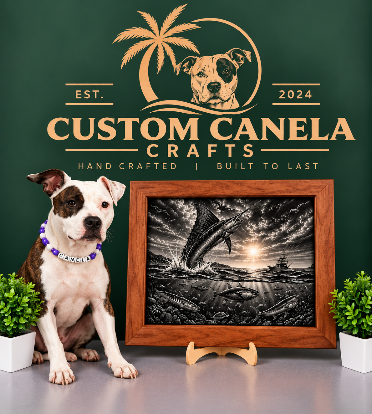 Marlin Offshore Fishing Wall Art – Laser Engraved Acrylic & Hardwood Frame