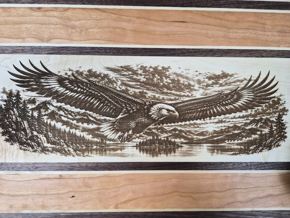 Handmade Bald Eagle Hardwood Wall Art – Walnut, Maple & Cherry
