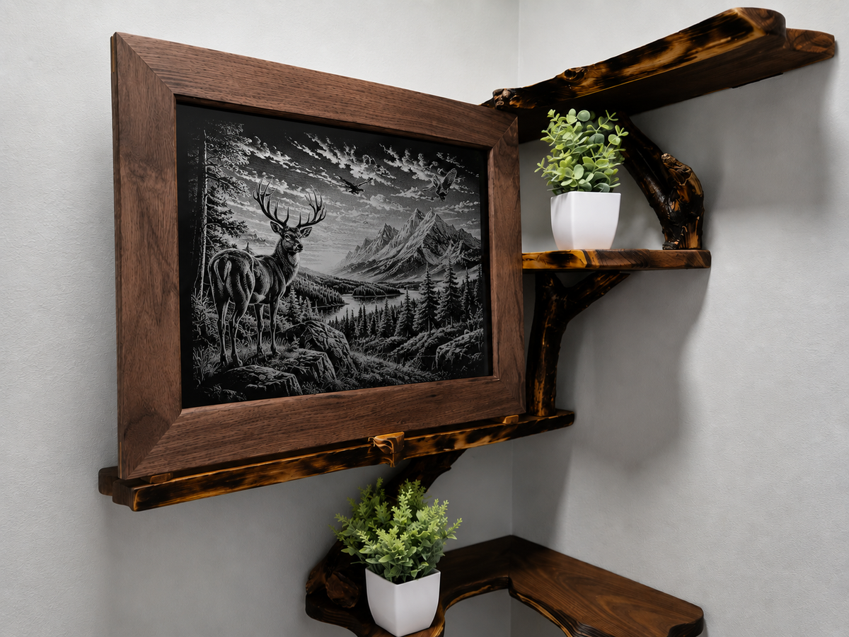 Custom Hunting & Wildlife Portrait – Laser Engraved Photo & Hardwood Frame