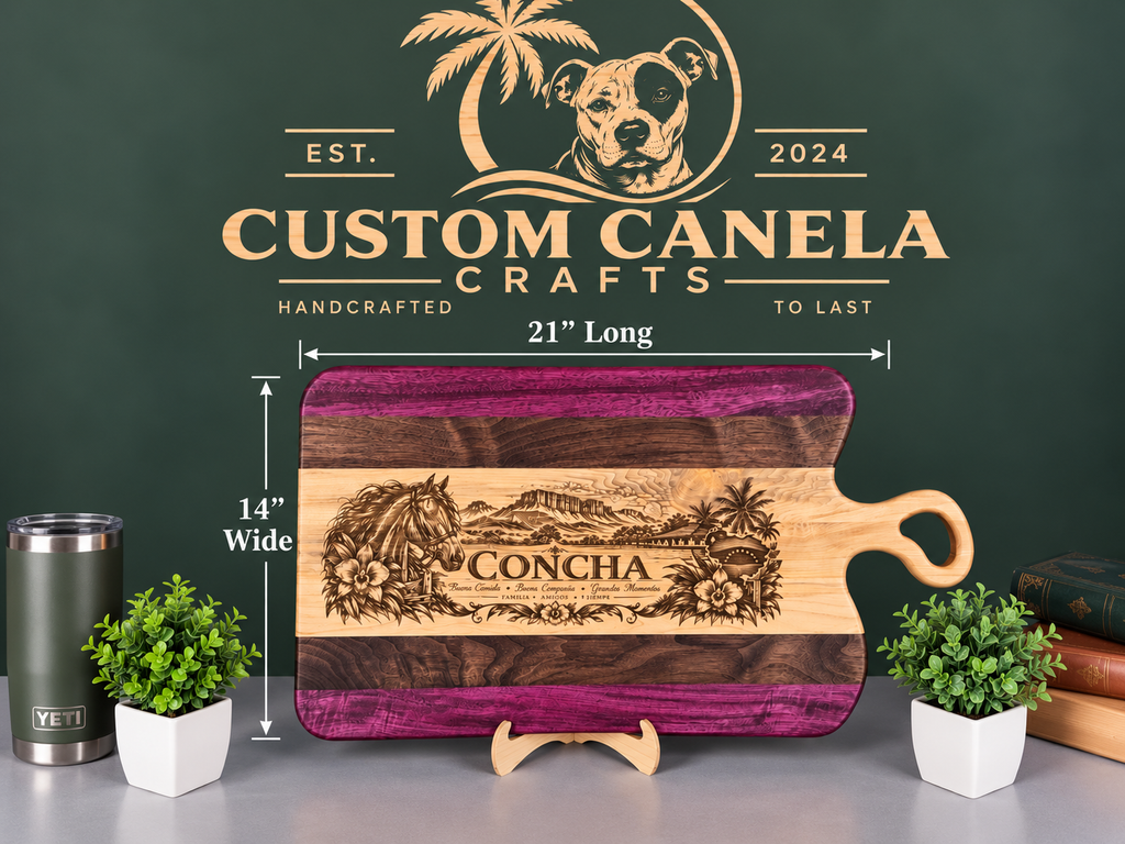 Custom Engraved Hardwood Serving Board – Personalized 14" × 21" Handmade Charcuterie Board