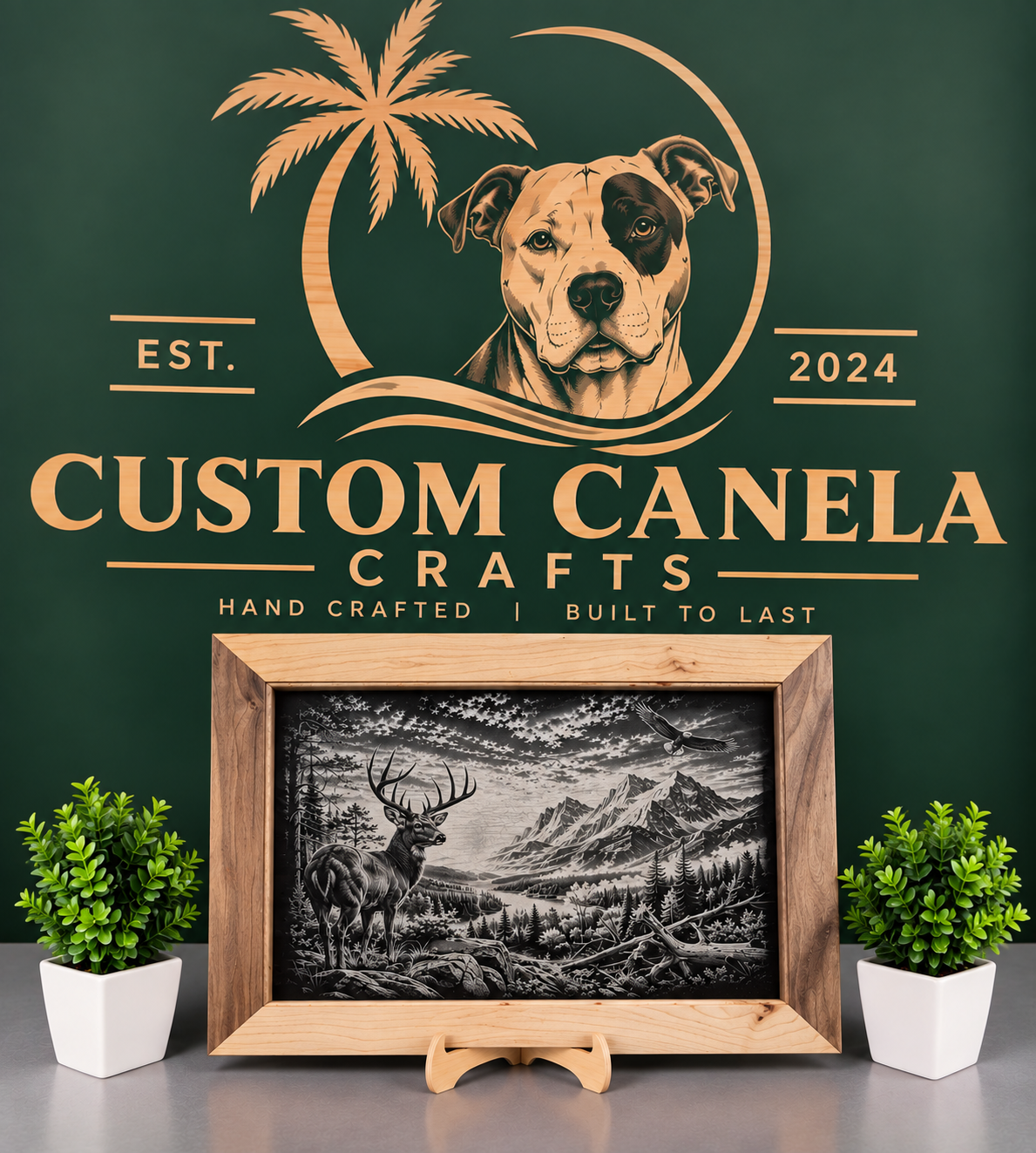 Custom Hunting & Wildlife Portrait – Laser Engraved Photo & Hardwood Frame