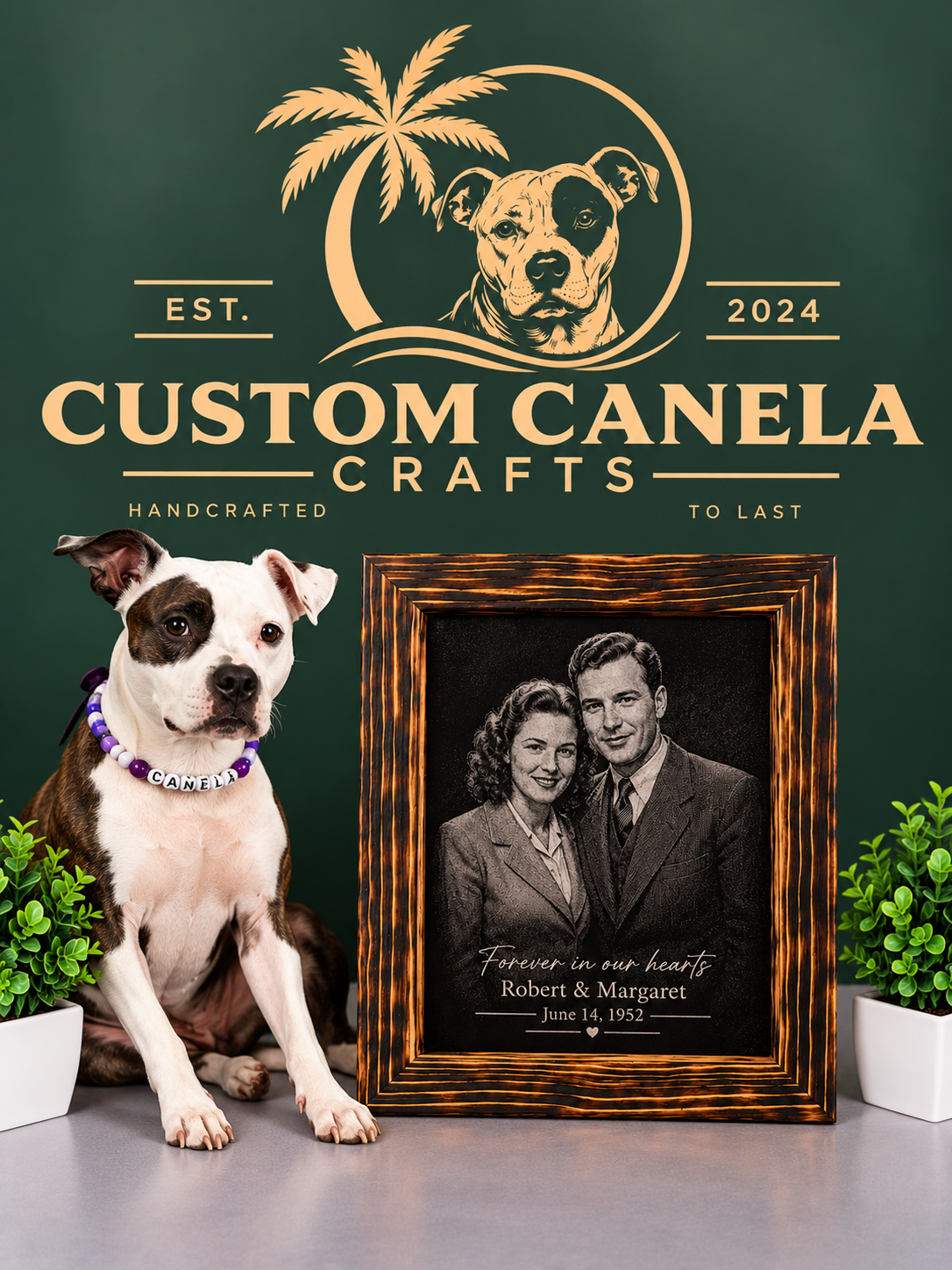 Custom Photo Restoration & Laser Engraved Family Portrait