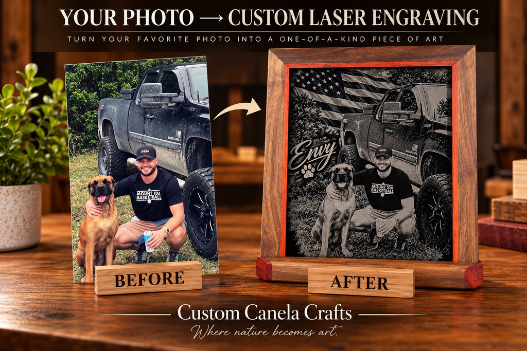 Custom Photo Engraving on Black Acrylic – Personalized Portrait