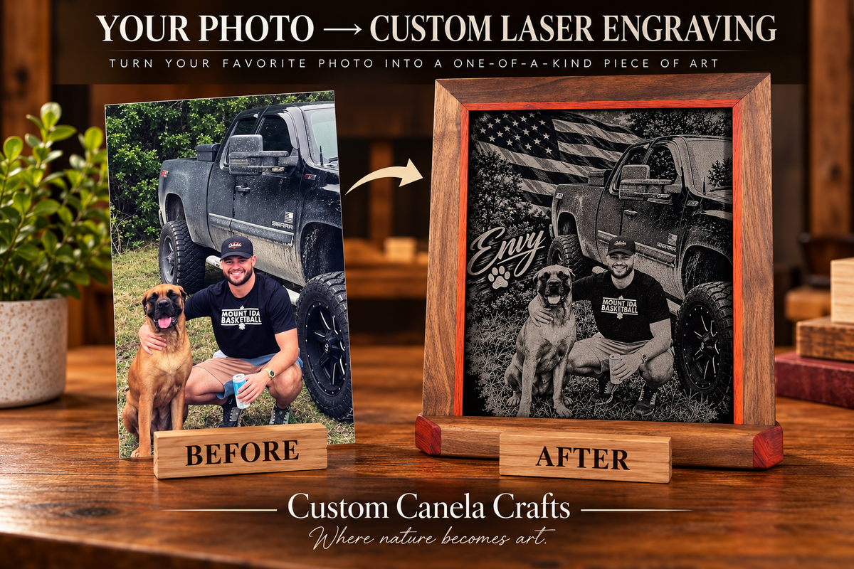 Custom Photo Engraving on Black Acrylic – Personalized Portrait