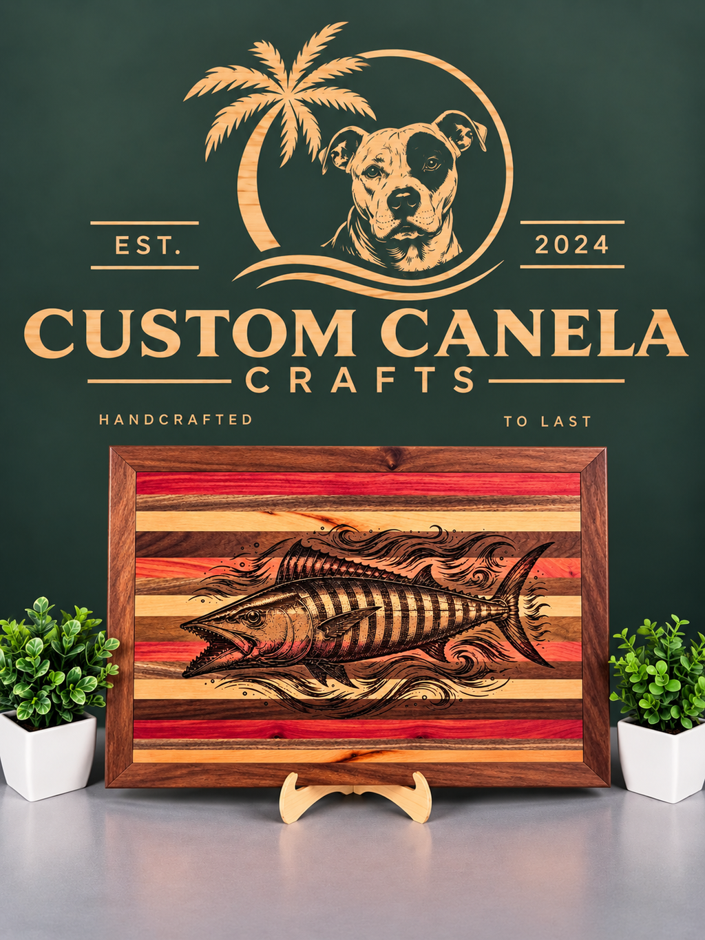Handmade Wahoo Fish Wall Art – Laser Engraved Hardwood Fishing Decor