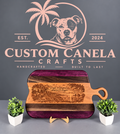 Handcrafted Hardwood Serving Board – Cherry, Walnut & Purpleheart – Laser Engraved Scenic Design – Ready to Ship