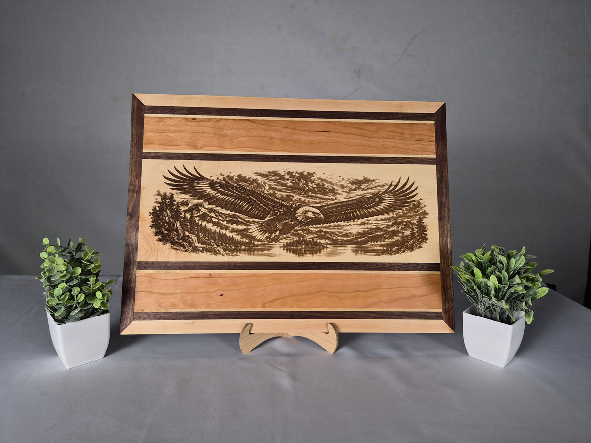Handmade Bald Eagle Hardwood Wall Art – Walnut, Maple & Cherry