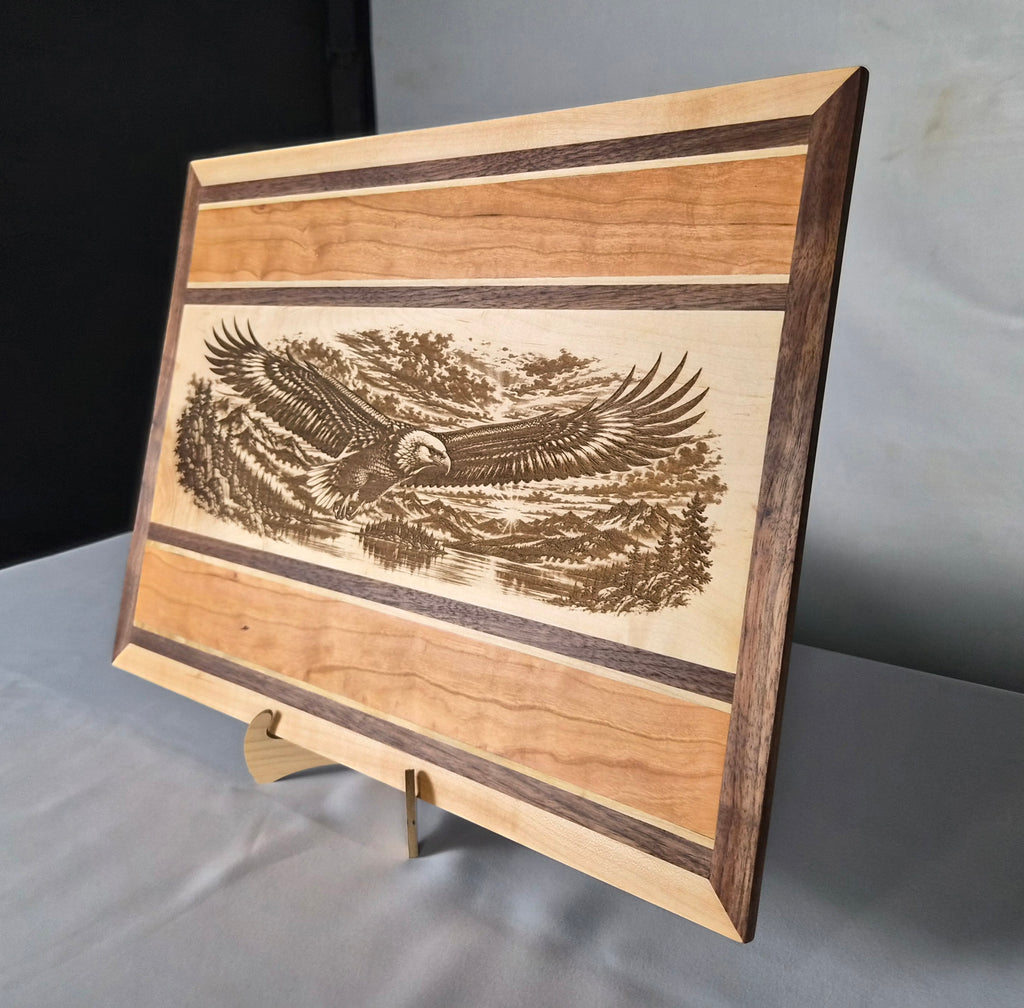 Handmade Bald Eagle Hardwood Wall Art – Walnut, Maple & Cherry