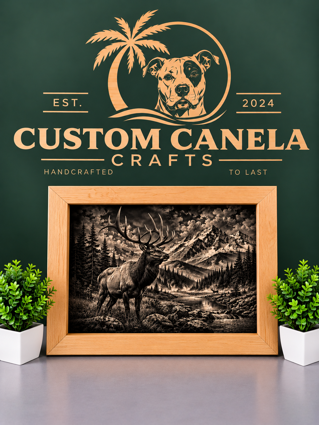 Bull Elk Wilderness Wall Art – Laser Engraved Wildlife & Mountain Scene