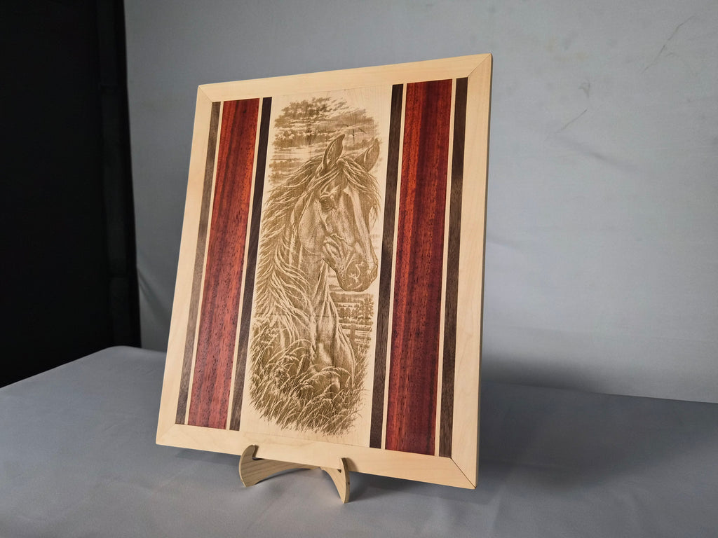 Handcrafted Horse Hardwood Wall Art – Solid Maple, Walnut & Padauk – Ready to Ship