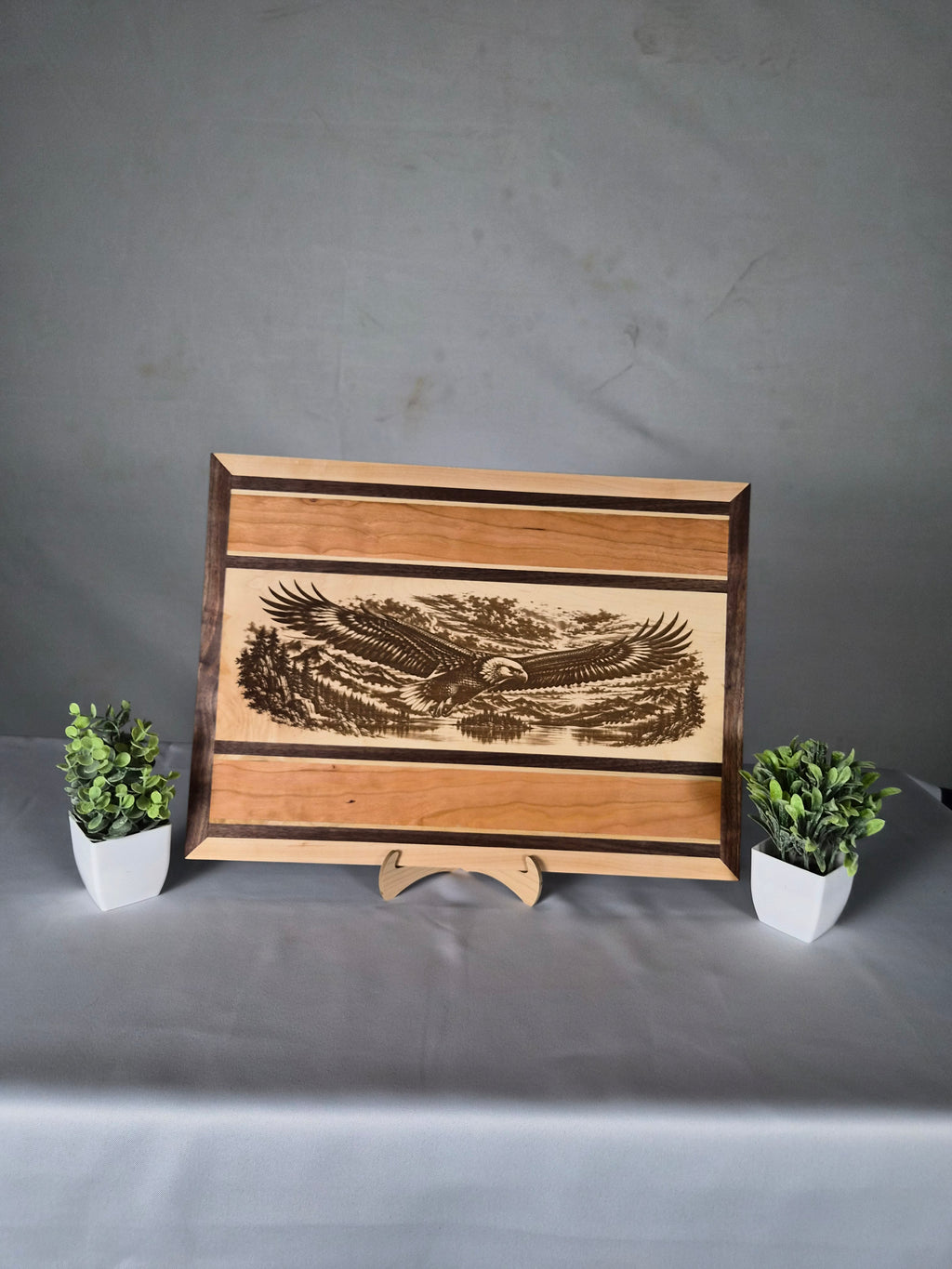 Handmade Bald Eagle Hardwood Wall Art – Walnut, Maple & Cherry