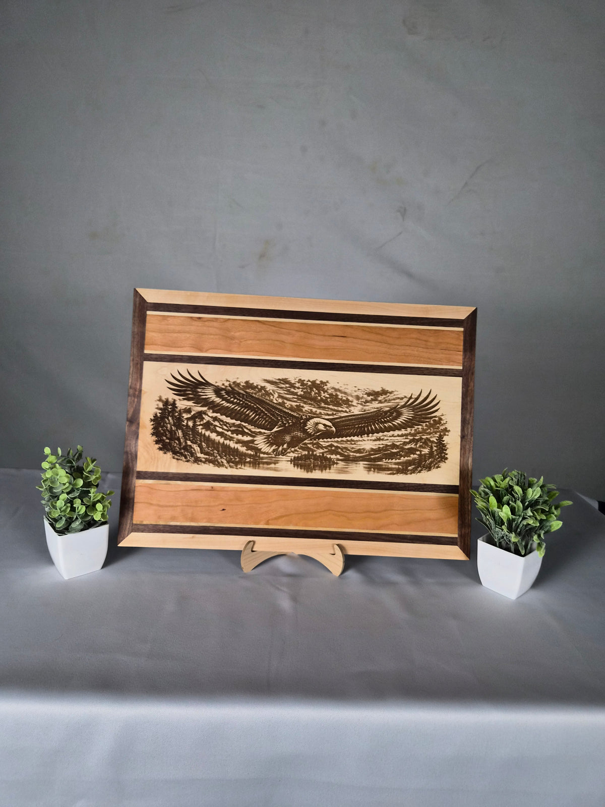 Handmade Bald Eagle Hardwood Wall Art – Walnut, Maple & Cherry